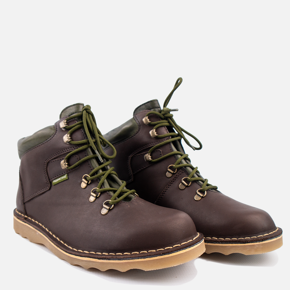 HippoCreek Pangolin Men's Wavy Sole Leather Boot Full Grain Brown