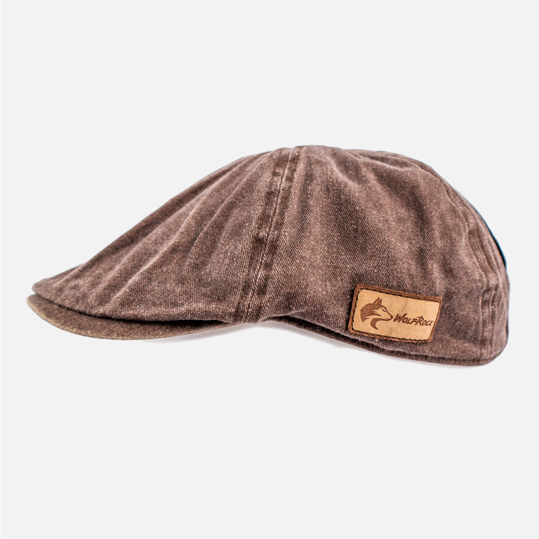 Wolf Rock Chocolate Cotton Flat Cap