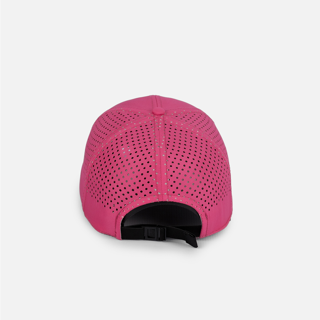 Rear view of the Hedgehogs Cerise Pink Sports Cap, showing the adjustable closure.