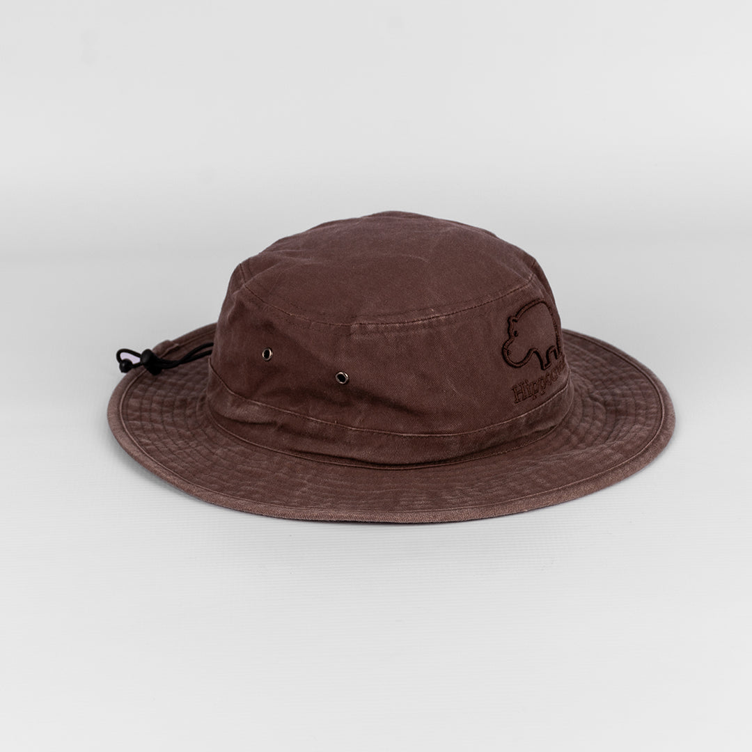 HippoCreek Chocolate Distressed Cotton Wide Brim Hat