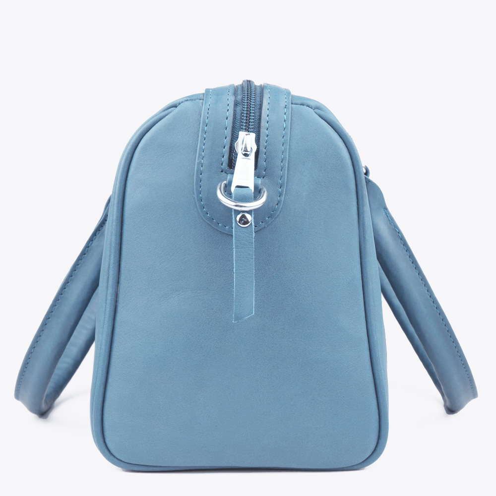 Hedgehogs Baby Blue Leather Bowler Handbag