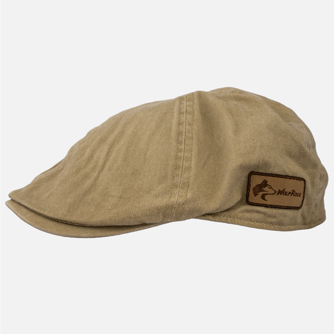 Wolf Rock Khaki Cotton Flat Cap