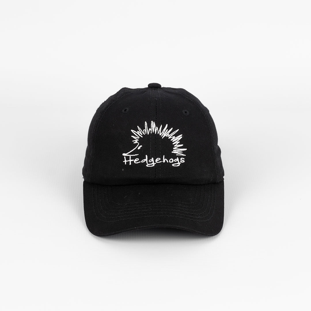 Front view of the Hedgehogs Black Cotton Twill Cap.
