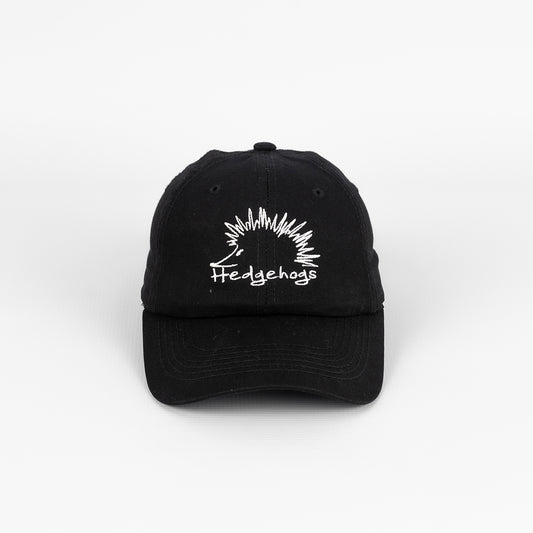 Front view of the Hedgehogs Black Cotton Twill Cap.