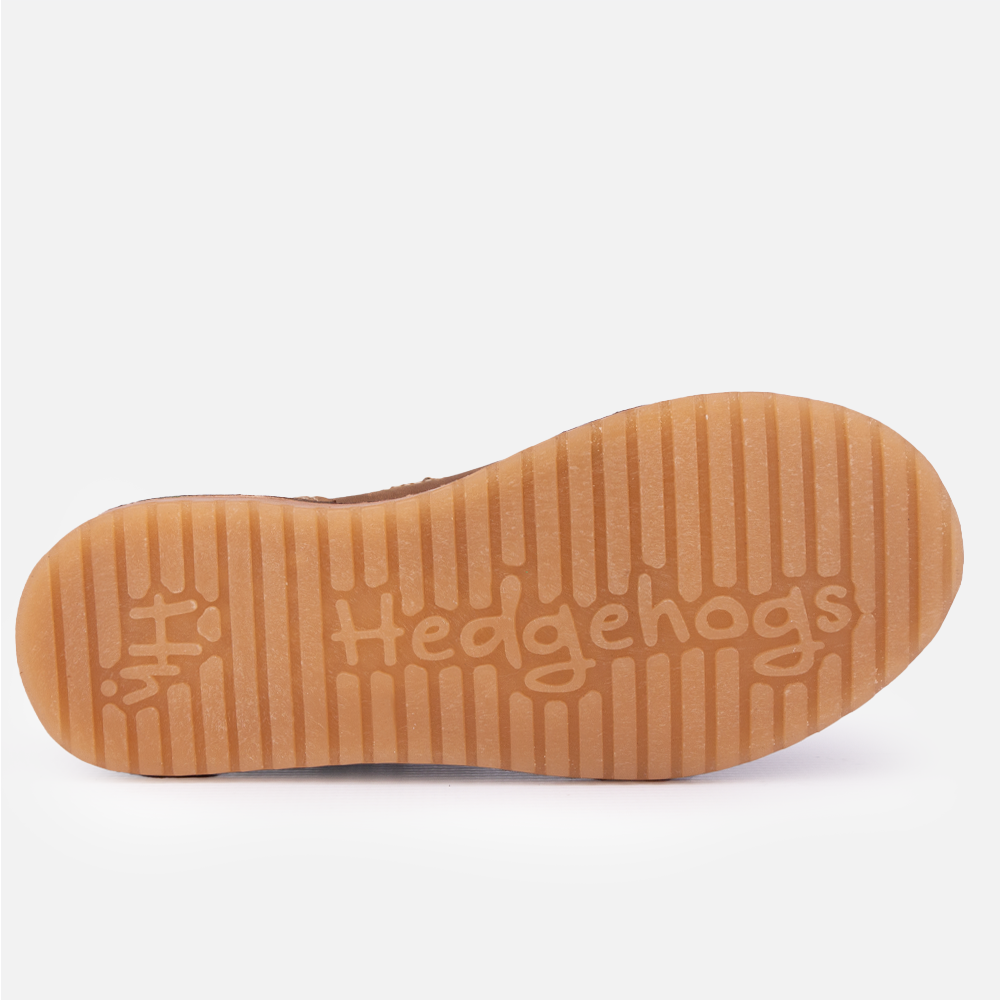 Sole view of the Hedgehogs branded sole on the Milah shoe. 