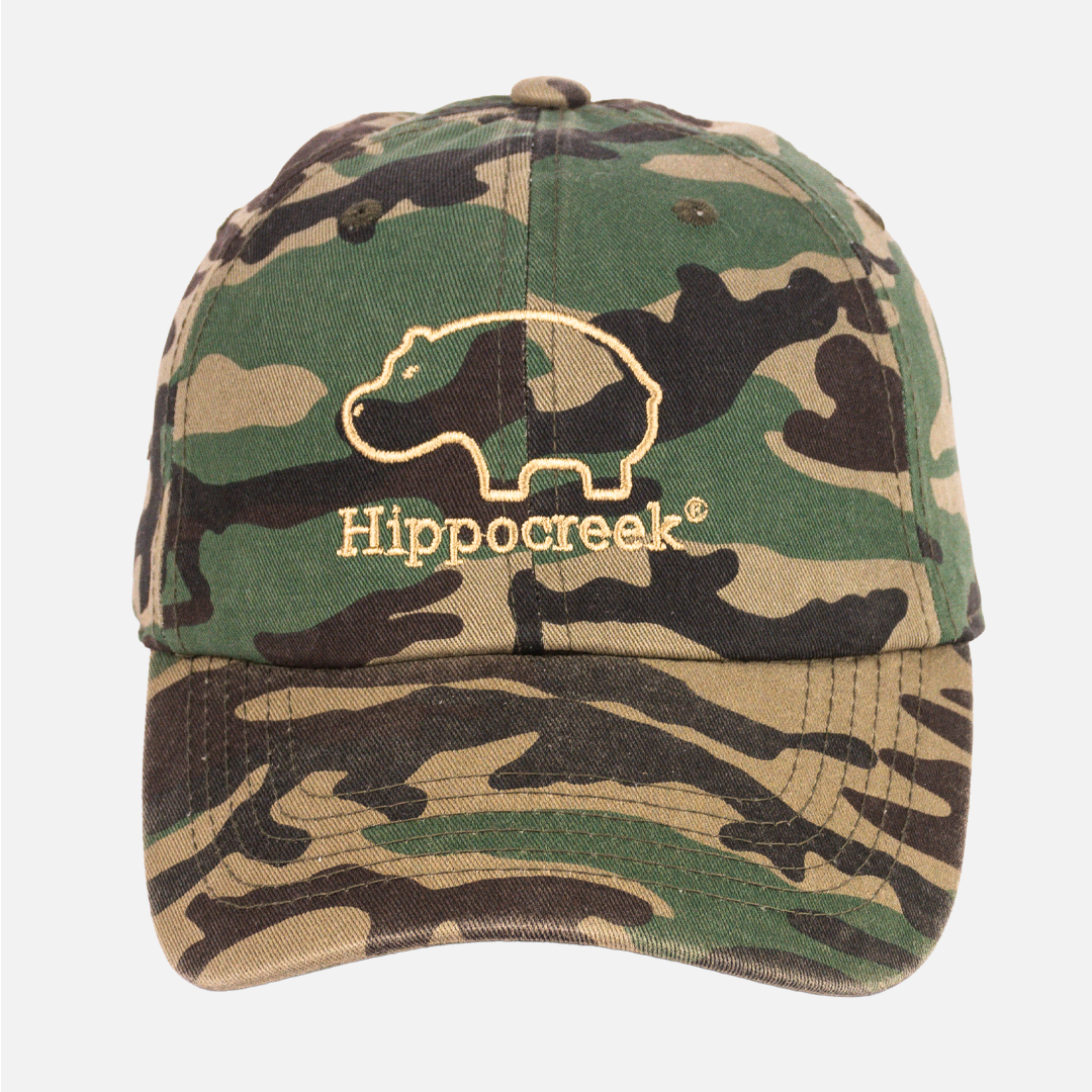 Front view of the HippoCreek Men's Cotton Twill Camouflage Cap.