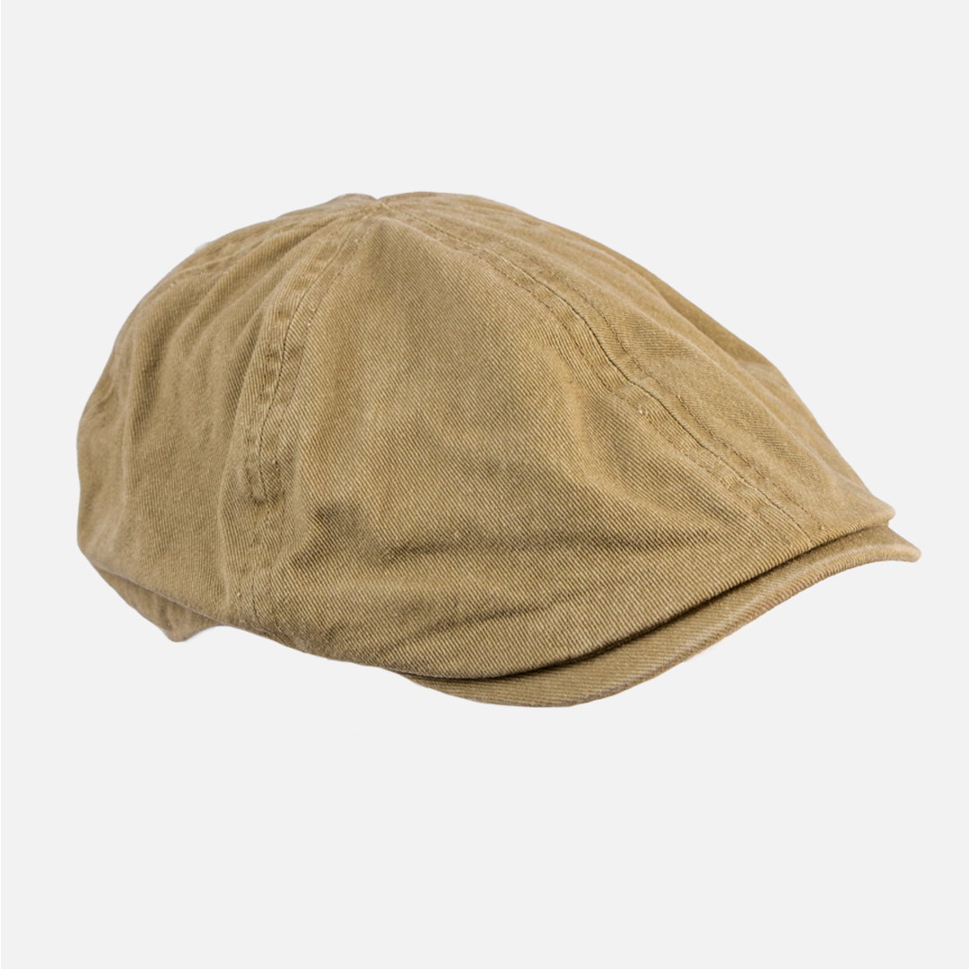 Side profile of the Khaki Cotton Flat Cap, showing the structured shape.