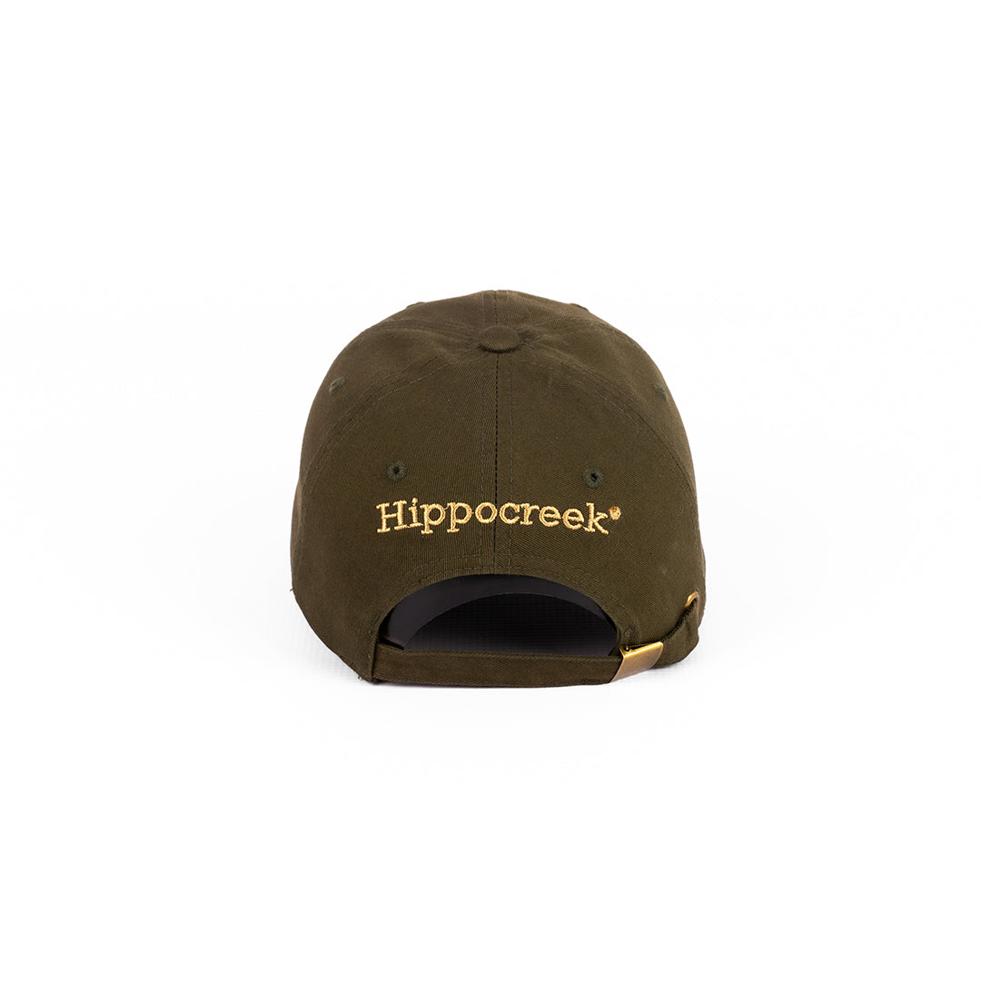 Rear view of the Olive Cap, showing the adjustable strap closure and cotton twill material.