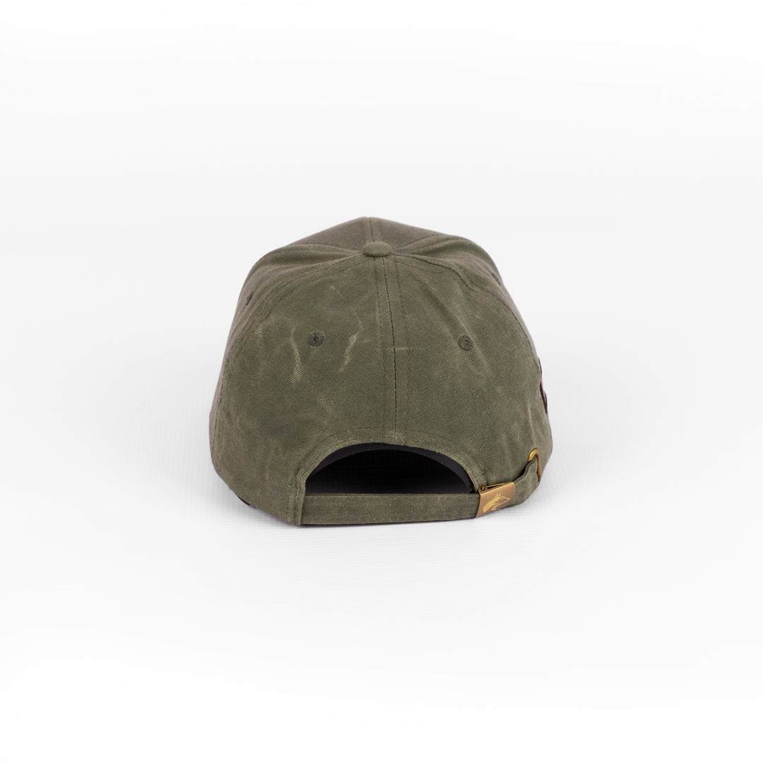 Rear view of the Waxed Cap, showing the adjustable strap closure.