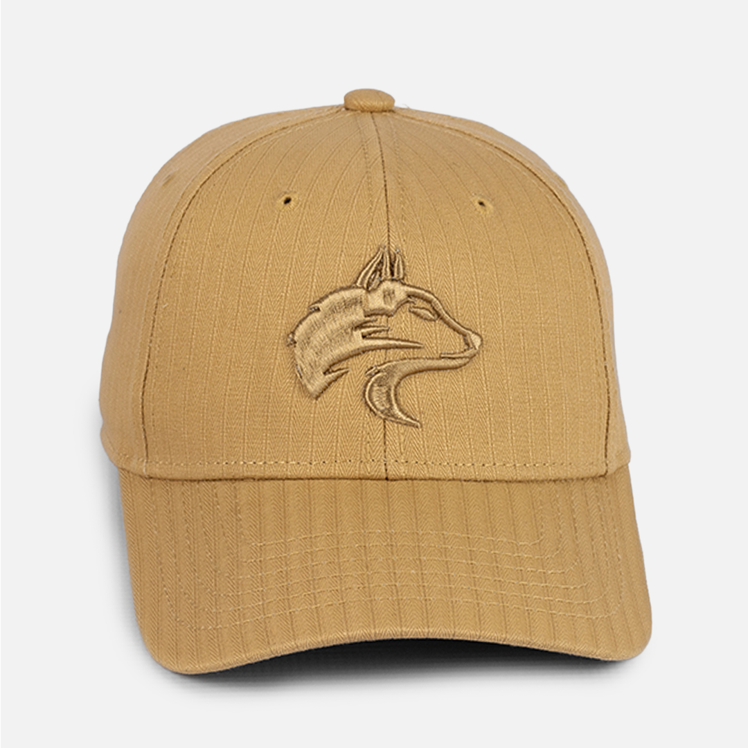 Front view of the Wolf Rock Casa Nostra Khaki Textured Cap.