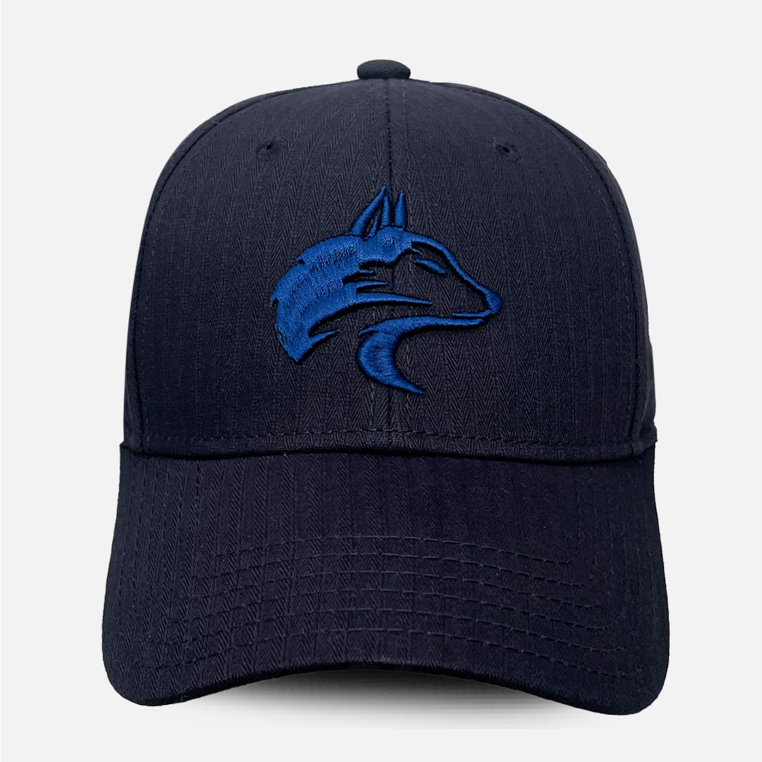 Front view of the Wolf Rock Casa Nostra Navy Textured Cap.