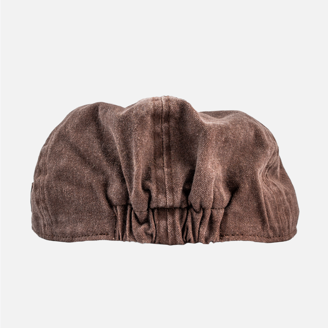 Rear view of the Wolf Rock Chocolate brown Cotton Flat Cap.