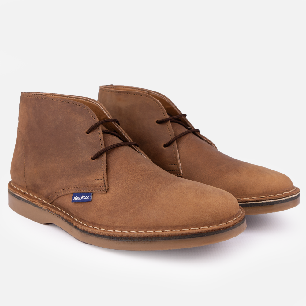 Pair of Wolf Rock Dalton Men's Premium Leather Shoe in Santiago Dark Choc.