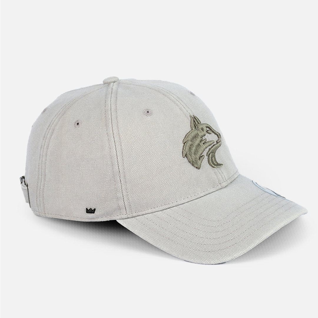 Close-up detail of the durable Canvas fabric texture on the Grey Wolf Rock U-Flex cap.