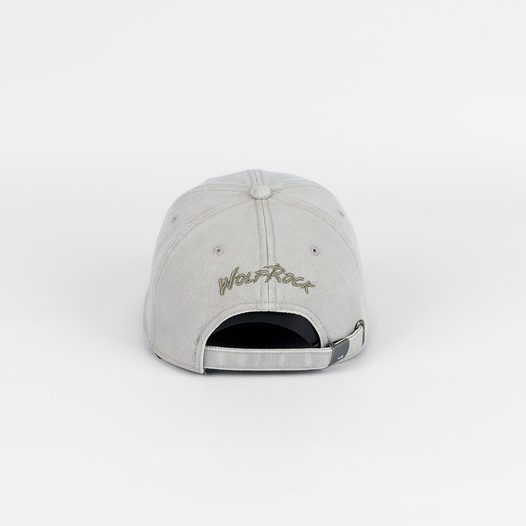 Rear view of the Grey Wolf Rock Canvas U-Flex Cap, showing subtle embroidery and adjustable closure detail.