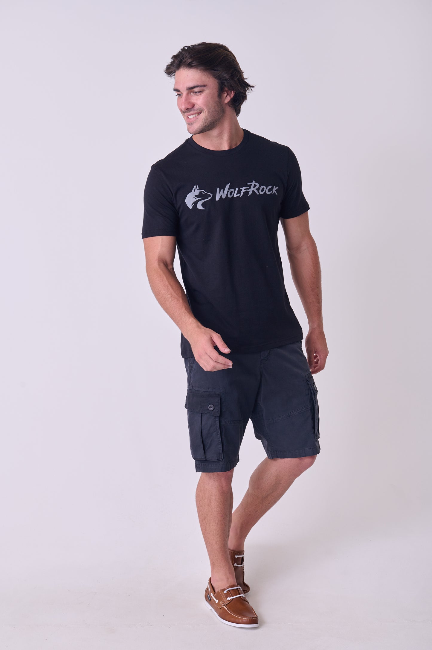 Front view of the Wolf Rock Icons Tee in Black, featuring the logo print across the chest.