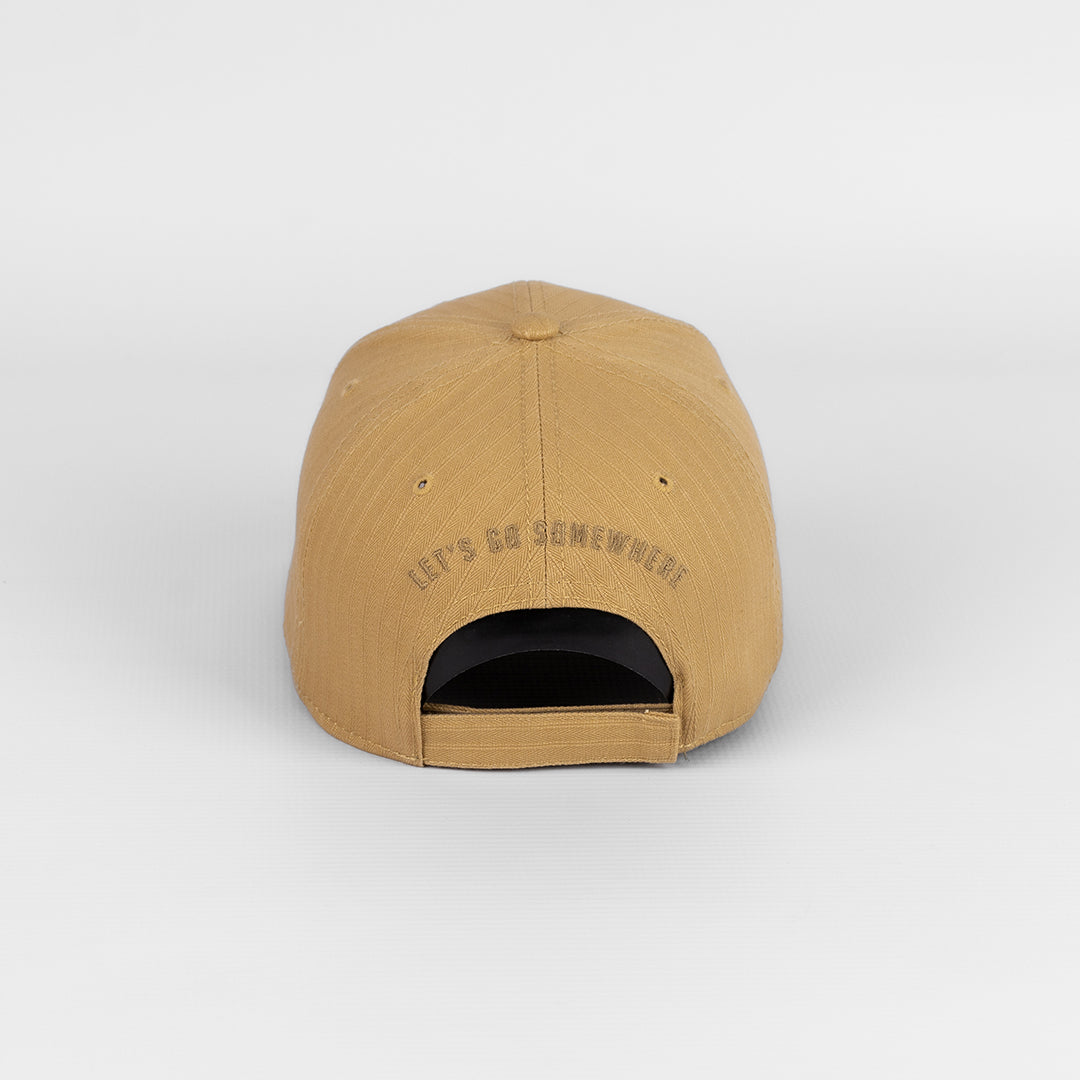 Rear view of the Khaki Casa Nostra Cap, showing the adjustable strap.