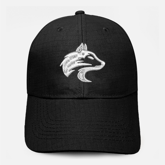 Front view of the Wolf Rock Rip Stop Cap in Black.